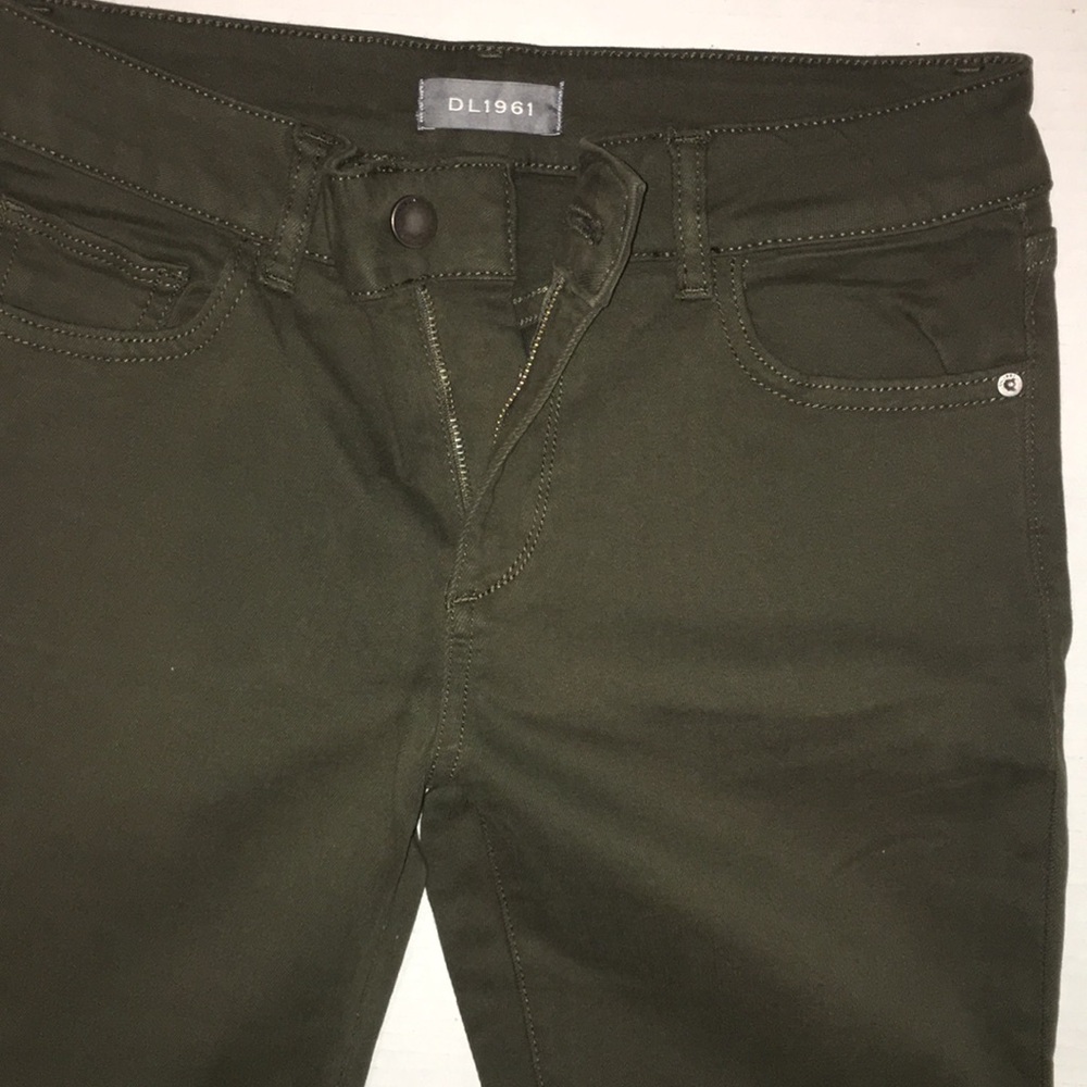 DL1961 Denim Florence Cropped Mid Rise Instasculpt Skinny Jeans Olive | Size 26
